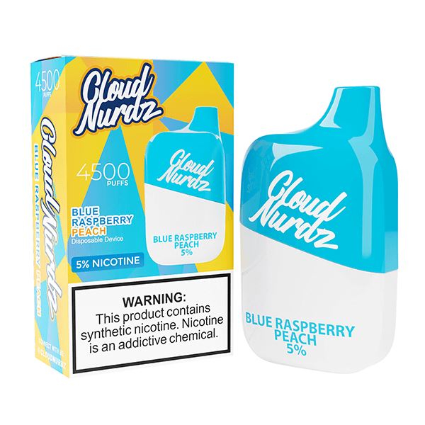Cloud Nurdz 4500 Puffs Disposable | 12ml - Blue Raspberry Peach with packaging