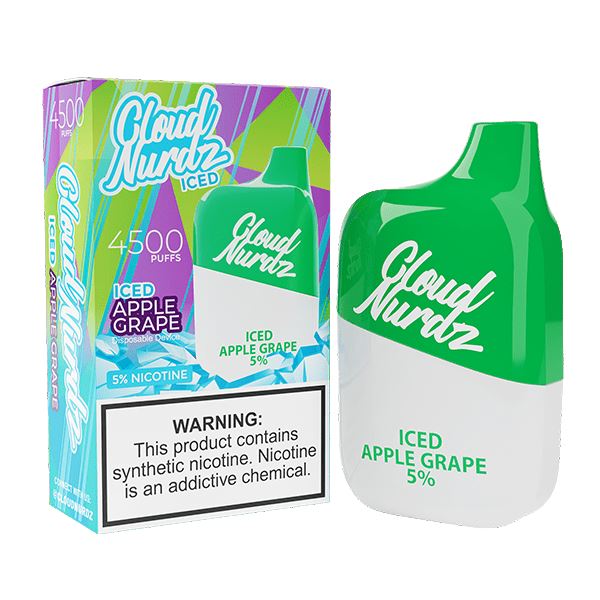 Cloud Nurdz 4500 Puffs Disposable | 12ml - Iced Apple Grape with packaging