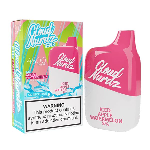 Cloud Nurdz 4500 Puffs Disposable | 12ml - Iced Apple Watermelon with packaging