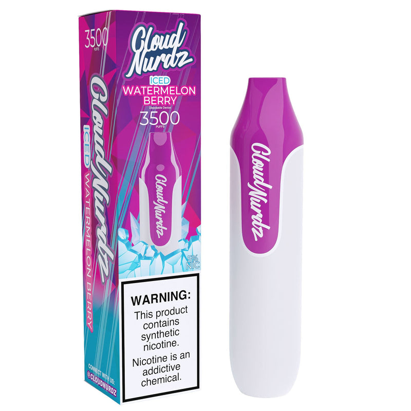 Cloud Nurdz Disposable Series | 10ml | 3500 Puffs - Watermelon Berry Iced with packaging