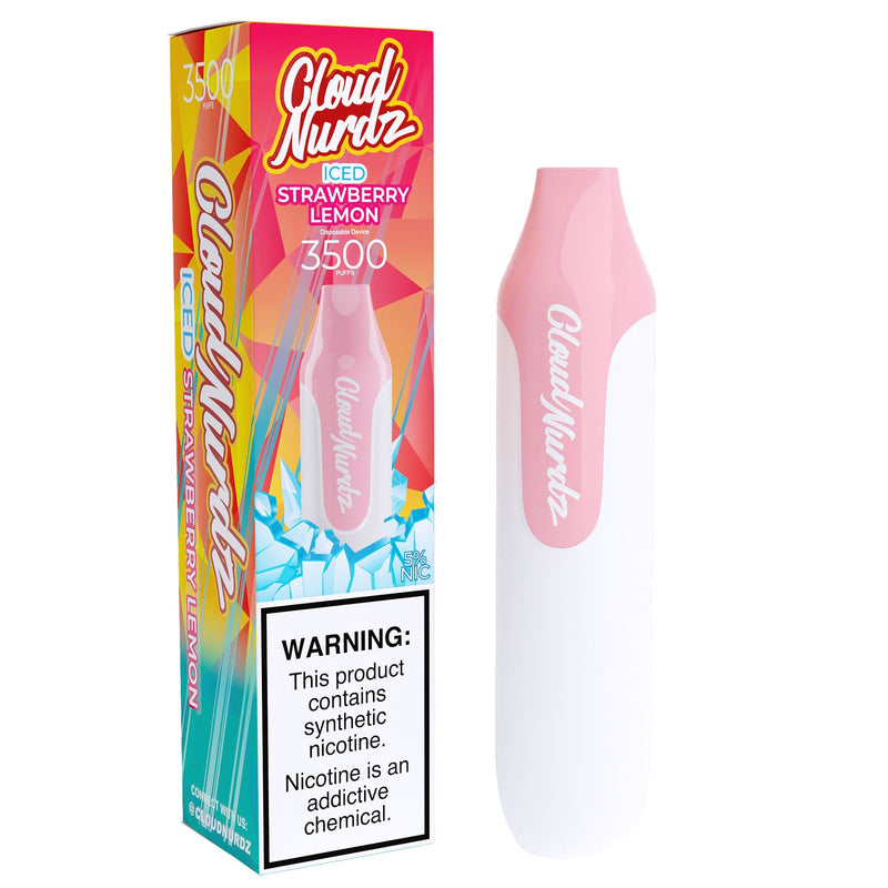 Cloud Nurdz Disposable Series | 10ml | 3500 Puffs - Strawberry Lemon Iced with packaging