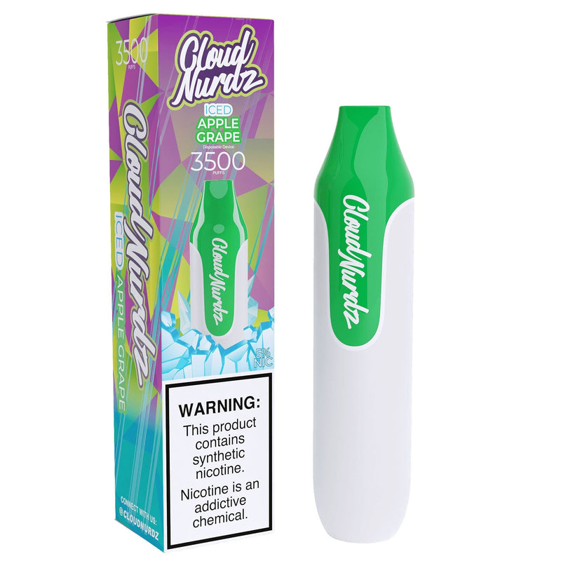 Cloud Nurdz Disposable Series | 10ml | 3500 Puffs - Apple Grape Iced with packaging