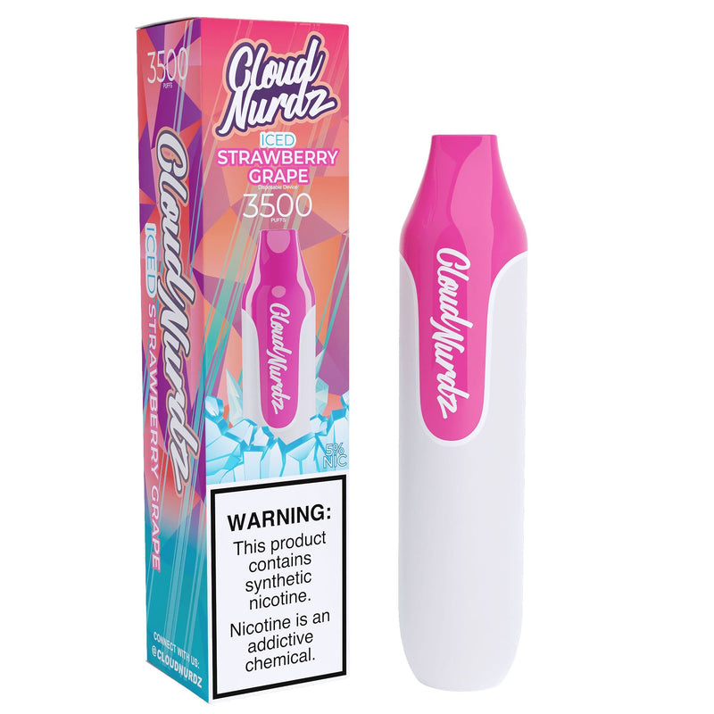 Cloud Nurdz Disposable Series | 10ml | 3500 Puffs - Strawberry Grape Iced with packaging