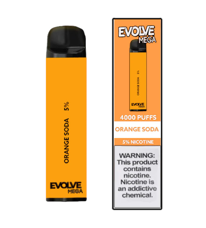 Evolve Mega Disposable | 4000 Puffs | 11mL Orange Soda with Packaging