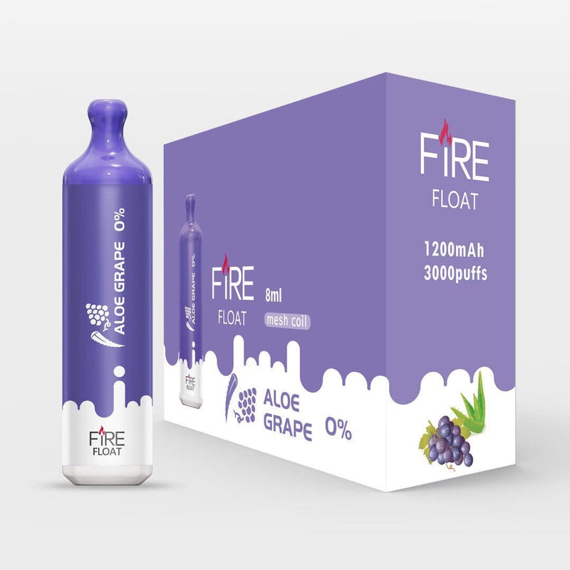 Fire Float Zero Nicotine Disposable | 3000 Puffs | 8mL - Aloe Grape with packaging