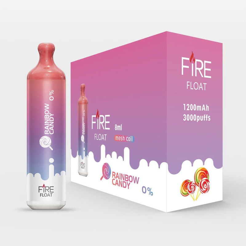 Fire Float Zero Nicotine Disposable | 3000 Puffs | 8mL - Rainbow Candy with packaging