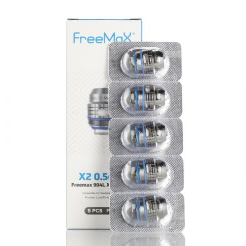 FreeMaX Maxluke 904L X Replacement Coils (5-Pack) - X2 Mesh 0.5ohm with packaging