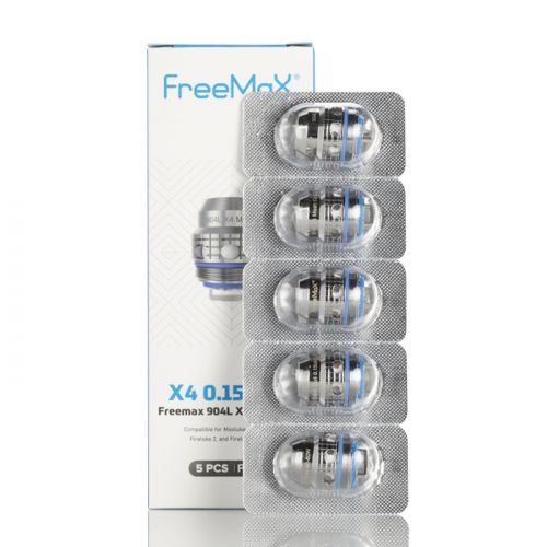 FreeMaX Maxluke 904L X Replacement Coils (5-Pack) - X4 Mesh 0.15ohm with packaging