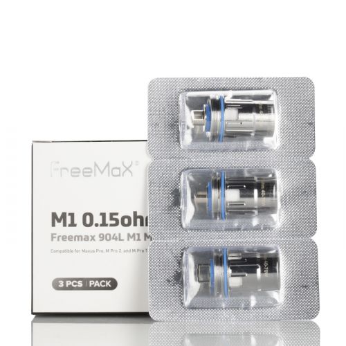 FreeMaX Maxus Pro 904L M Replacement Coils (3-Pack) - M1 0.15ohm with packaging