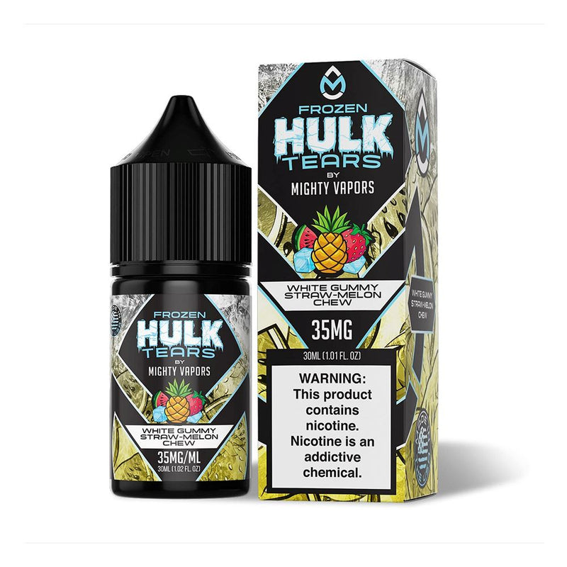 Frozen White Gummy Straw-Melon Chew | Mighty Vapors Hulk Tears Salts | 30mL with Packaging