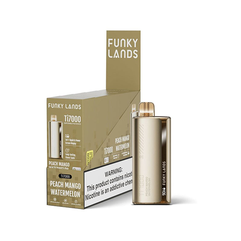 Funky Land Ti7000 Disposable 7000 Puff 12.8mL 40-50mg Peach Mango Watermelon with Packaging