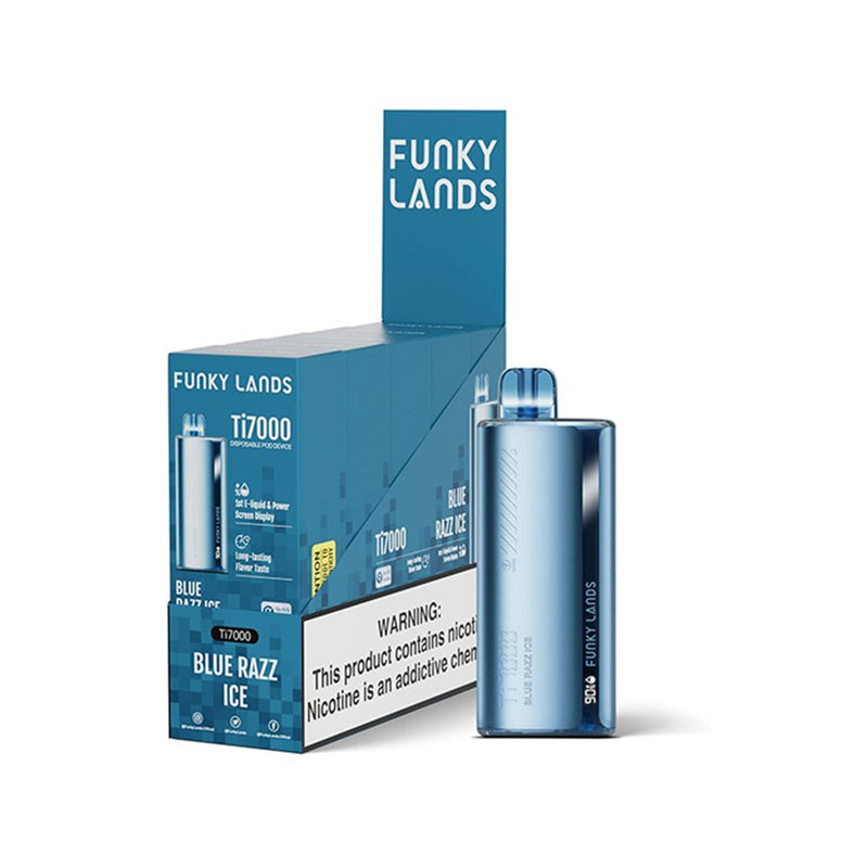 Funky Land Ti7000 Disposable 7000 Puff 12.8mL 40-50mg Blue Razz Ice with Packaging