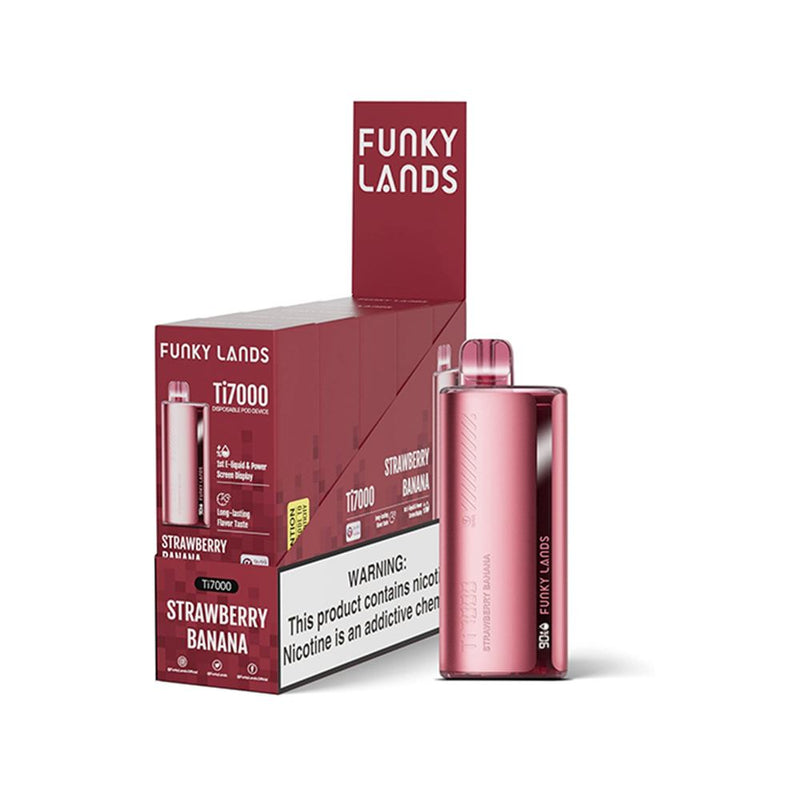 Funky Land Ti7000 Disposable 7000 Puff 12.8mL 40-50mg Strawberry Banana with Packaging