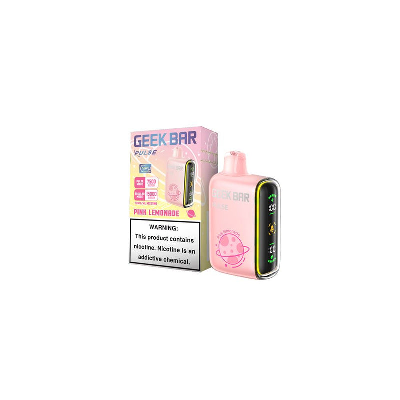 Geek Bar Pulse Disposable 15000 Puffs 16mL 50mg Pink Lemonade with packaging