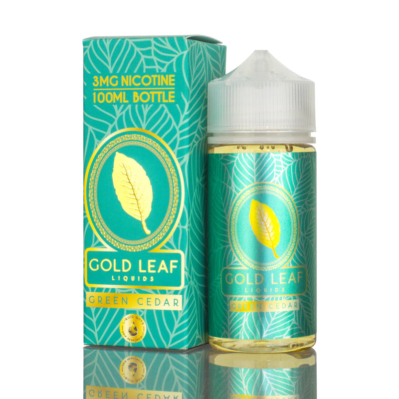 Gold Leaf Liquids | Green Cedar eLiquid with packaging
