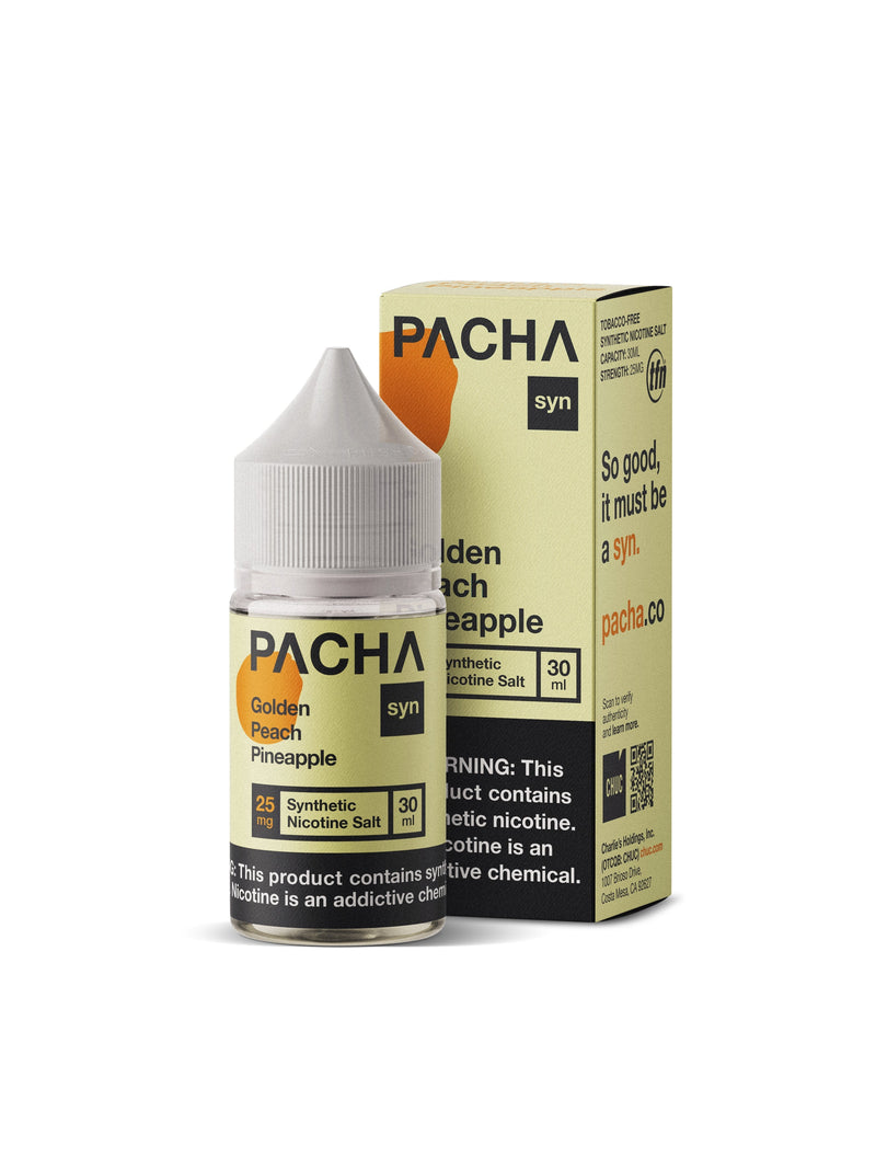 Golden Peach Pineapple by Pacha Mama Salts E-Liquid TFN with Packaging
