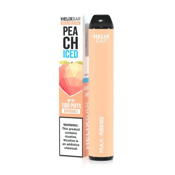 HelixBar Max Disposable E-Cigs | 1500 Puffs peach iced with packaging