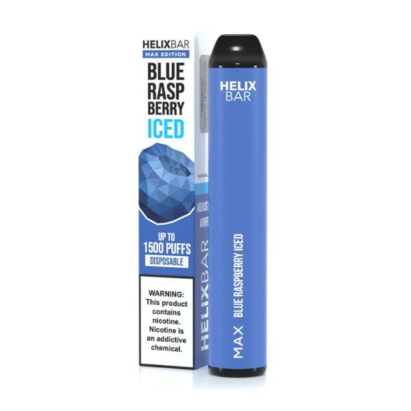 HelixBar Max Disposable E-Cigs | 1500 Puffs blue raspberry iced with packaging