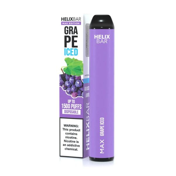 HelixBar Max Disposable E-Cigs | 1500 Puffs grape iced with packaging