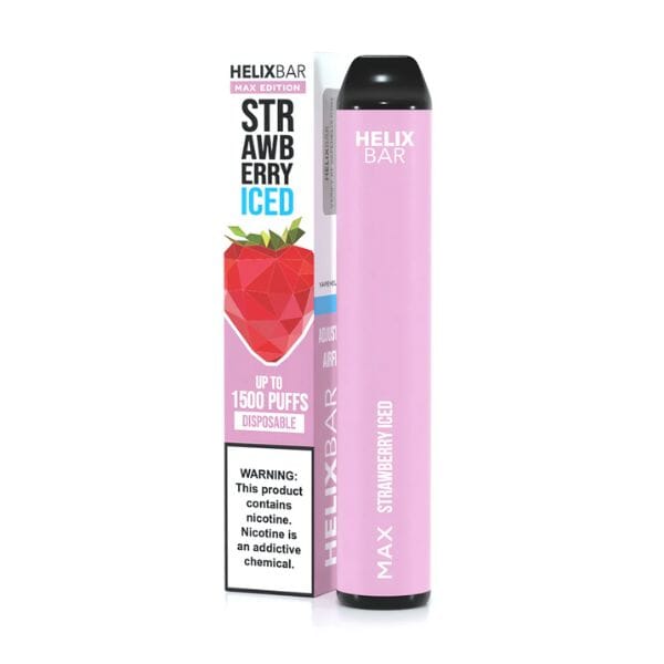 HelixBar Max Disposable E-Cigs | 1500 Puffs strawberry iced with packaging