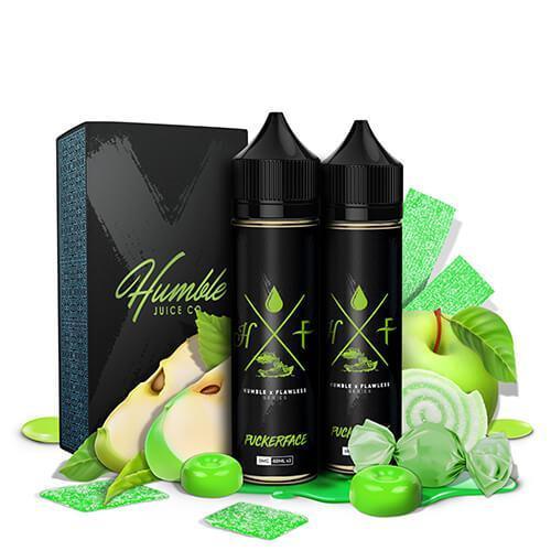 Puckerface by Humble x Flawless Collaboration 120ml with packaging and background