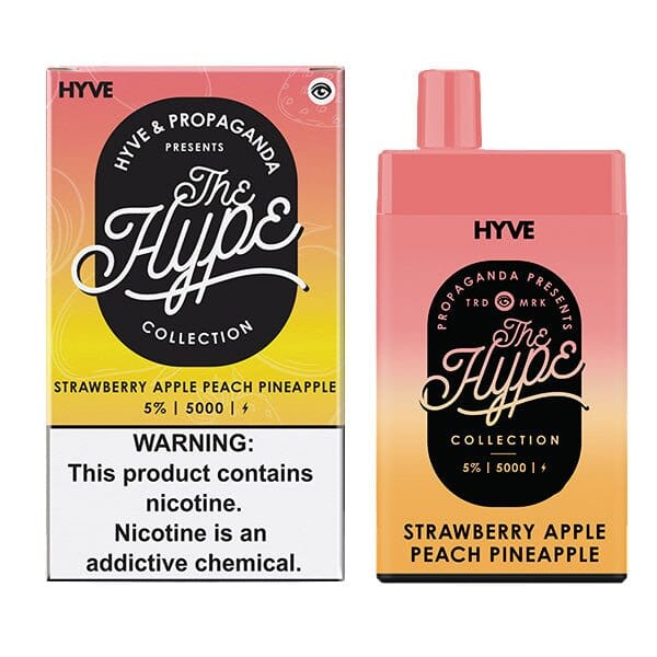 Hype Disposable 5000 Puffs 12mL 5% strawberry apple peach pineapple with packaging