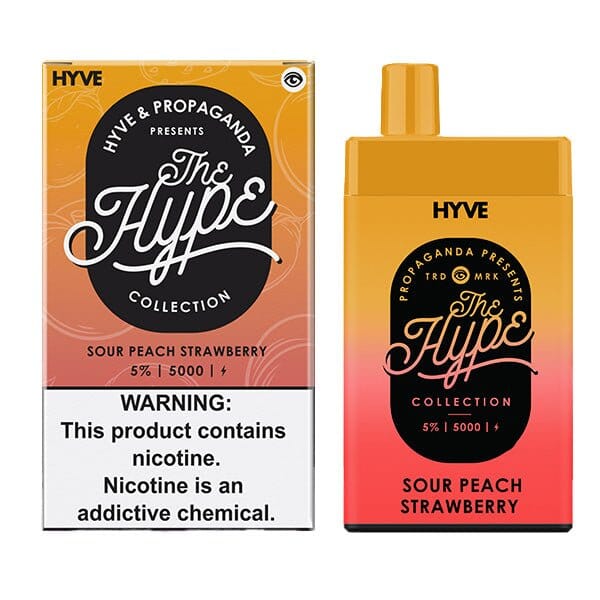 Hype Disposable 5000 Puffs 12mL 5% sour peach strawberry with packaging