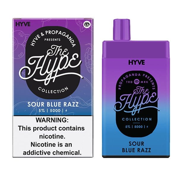 Hype Disposable 5000 Puffs 12mL 5% sour blue razz with packaging