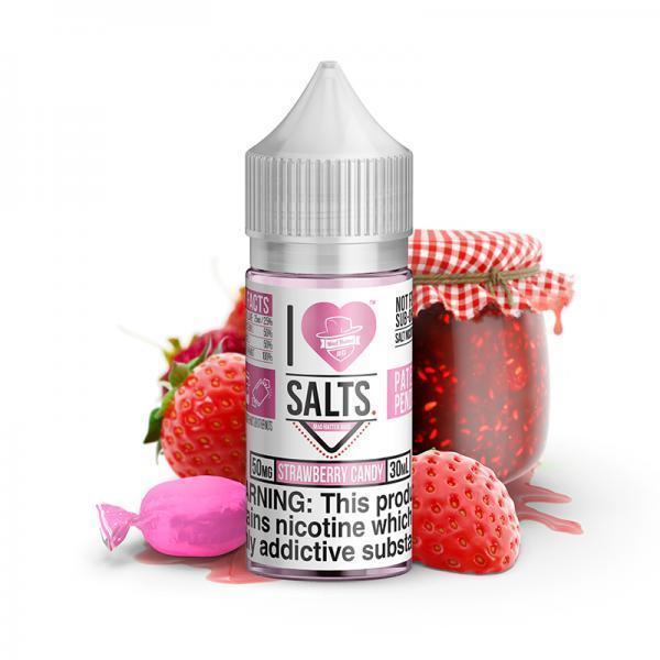 Sweet Strawberry Salt by Mad Hatter EJuice 30ml bottle with background