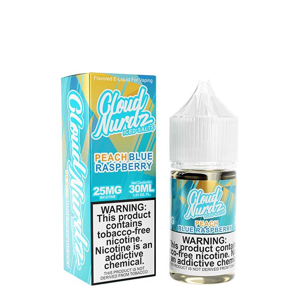 Iced Peach Blue Raz by Cloud Nurdz TFN Salts E-Liquid 30ml with packaging