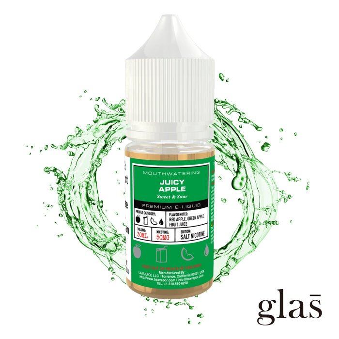 Juicy Apple by Glas BSX Salts TFN 30ml bottle with background