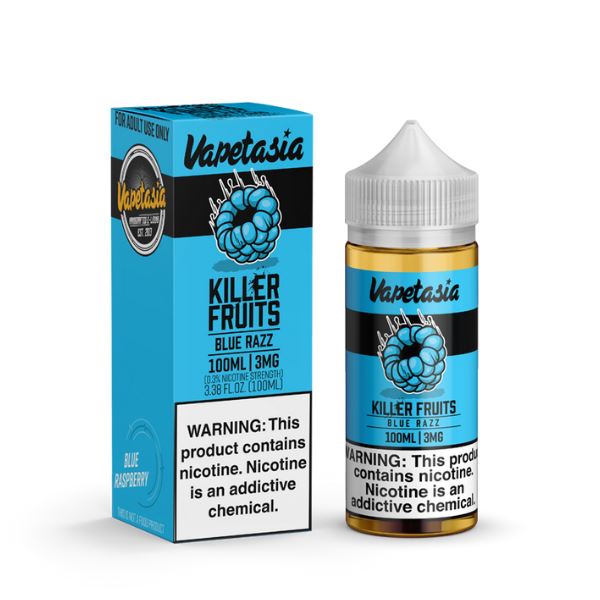 Killer Fruits Blue Razz by Vapetasia Synthetic 100ml with packaging