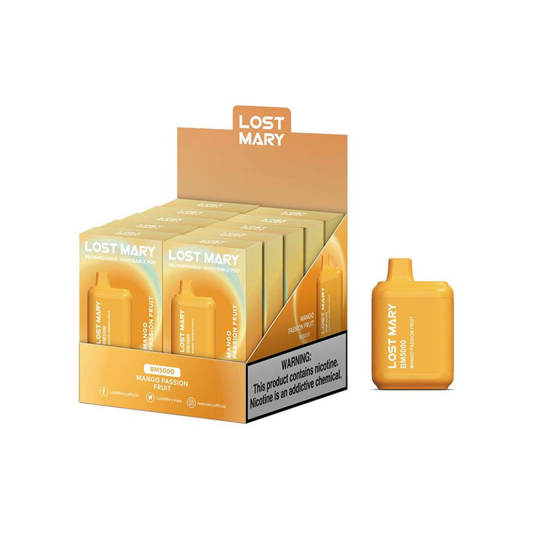 Lost Mary BM5000 5000 Puff 14mL 30mg Mango Passionfruit with packaging