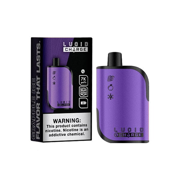 Lucid Charge Disposable | 7000 Puffs | 14mL | 50mg grapple ice with packaging