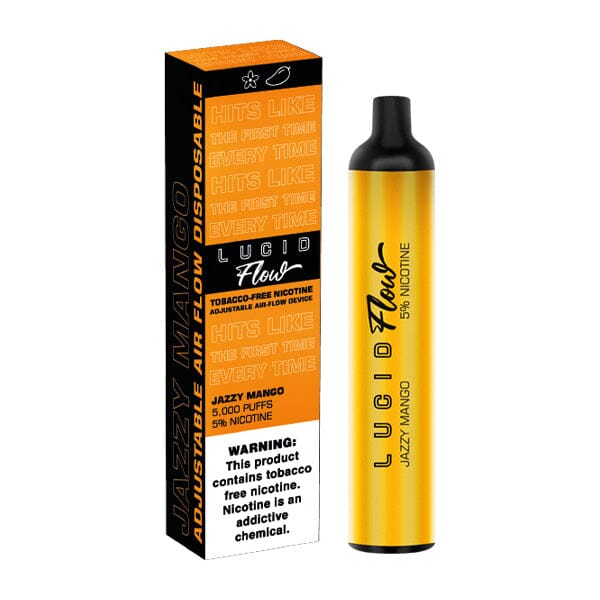 Lucid Flow Tobacco-Free Nicotine Disposable | 5000 Puffs | 16.7mL - Jazzy Mango with packaging
