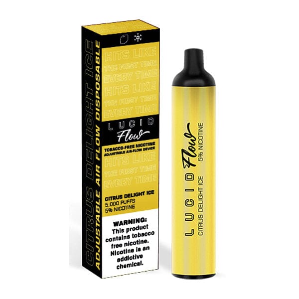 Lucid Flow Tobacco-Free Nicotine Disposable | 5000 Puffs | 16.7mL - Citrus Delight Ice with packaging