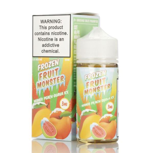 Mango Peach Guava Ice By Frozen Fruit Monster E-Liquid with packaging