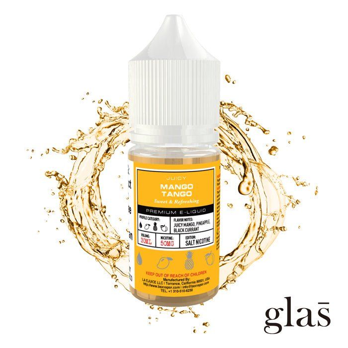 Mango Tango by Glas BSX Nic Salts 30ml bottle with background
