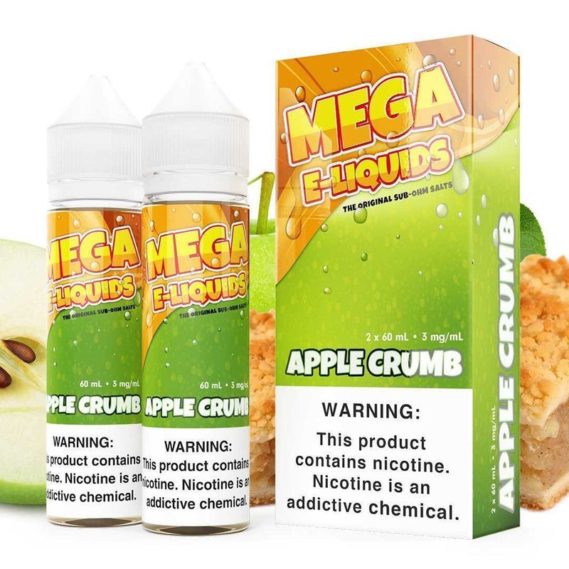 Apple Crumb by MEGA eJuice 2X 60ML with background