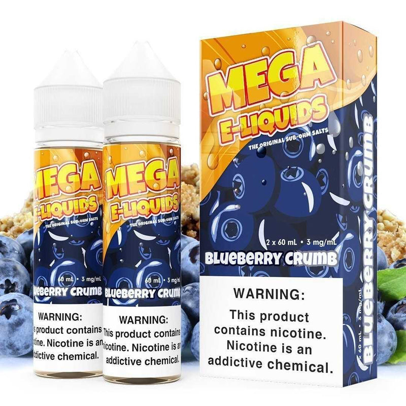 Blueberry Crumb by MEGA eJuice 2x 60ml with background
