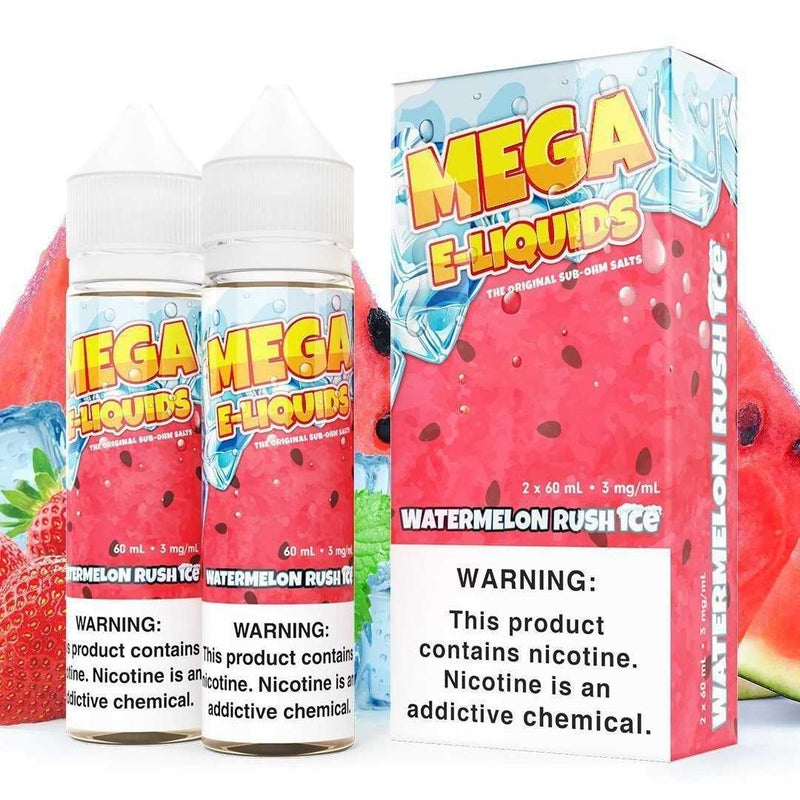  Watermelon Rush Ice by MEGA SUB OHM SALT SERIES 2X 60ml with background