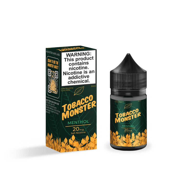 Menthol by Tobacco Monster Salt E-Liquid with packaging