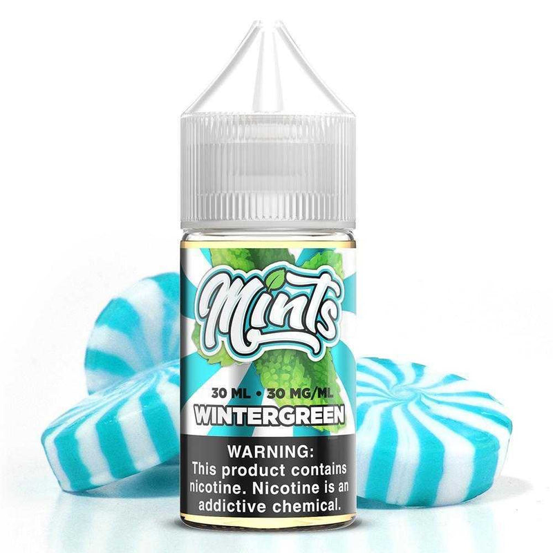 Wintergreen by Mints SALTS E-Liquid 30ml bottle with background
