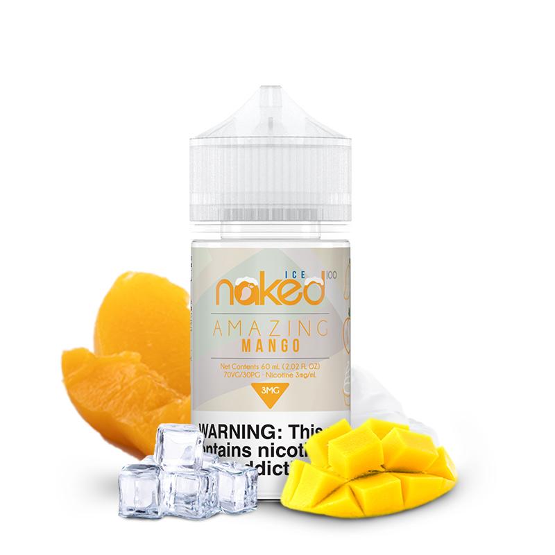 Amazing Mango Ice by Naked 100 60ml bottle with background