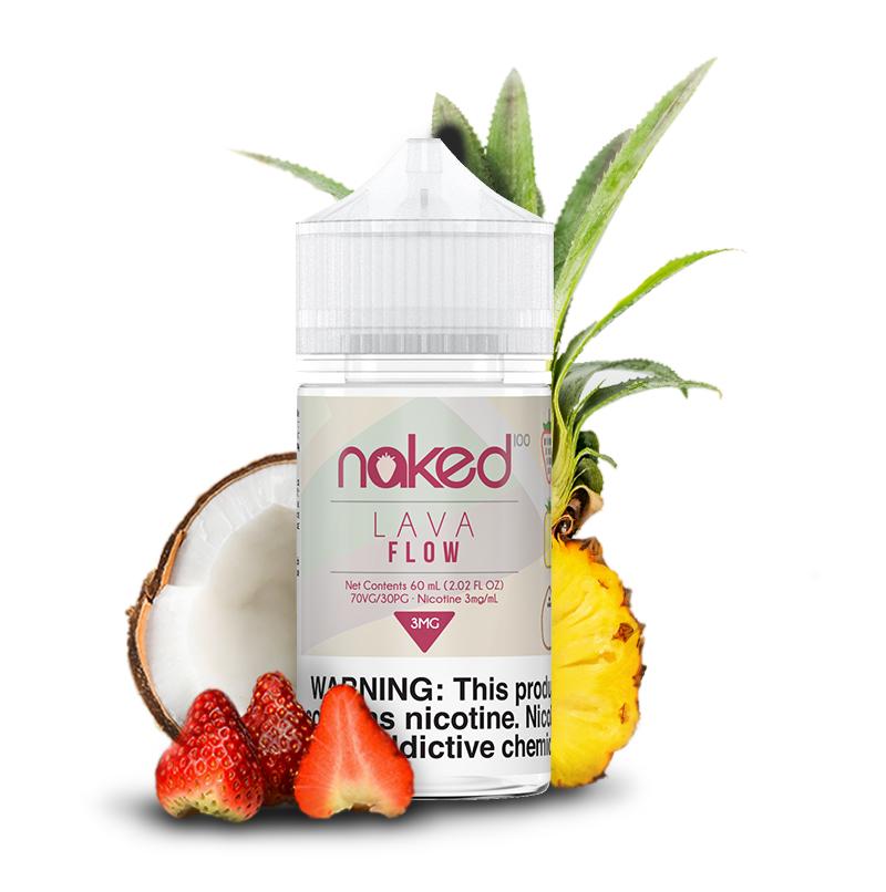 Lava Flow By Naked 100 60ml bottle with background