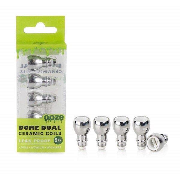 Ooze Dome Dual Ceramic Coils (5-Pack) with packaging