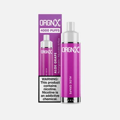 ORGNX Disposable 4000 puffs 9mL 5% aloe grape with packaging