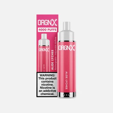 ORGNX Disposable 4000 puffs 9mL 5% aloe lychee with packaging