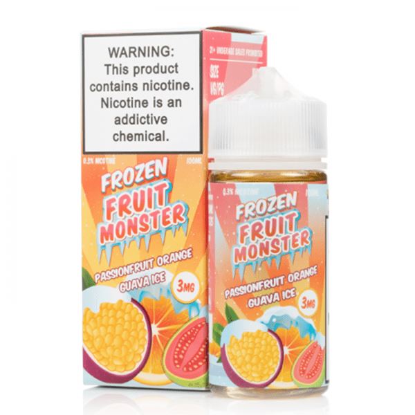 Passionfruit Orange Guava Ice By Frozen Fruit Monster E-Liquid with packaging
