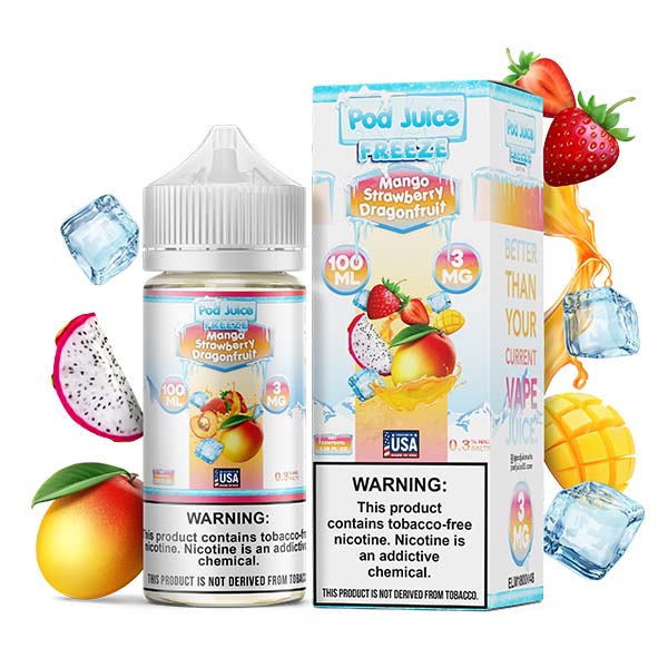 Mango Strawberry Dragonfruit Freeze by Pod Juice TFN Series 100mL with Packaging